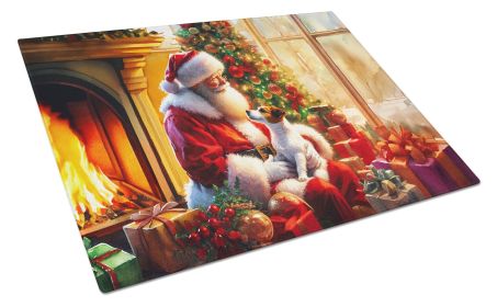 NEW Jack Russell Terrier and Santa Claus Glass Cutting Board Decorative Tempered Glass Kitchen Cutting and Serving Board Large Size Chopping Boar