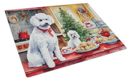 NEW Poodle Christmas Cookies Glass Cutting Board Decorative Tempered Glass Kitchen Cutting and Serving Board Large Size Chopping Board