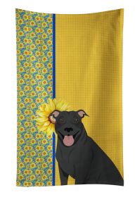 Summer Sunflowers Black Pit Bull Terrier Kitchen Towel Dish Cloths Guest Hand Towel Decorative Bathroom Towel for Face,Tea, Dishcloth