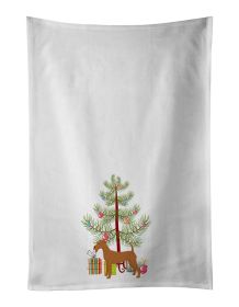 NEW Irish Terrier Christmas Tree Kitchen Towel Set of 2 White Dish Towels Decorative Bathroom Hand towel for Hand, Face, Hair, Yoga, Tea, Dishclo