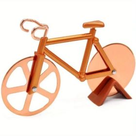 Creative Bicycle Shape Pizza Cutter, Dough Divider, Stainless Steel Pizza Cutter Wheel, Cookie Cutter (Color: Orange)
